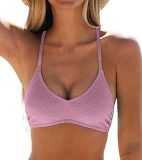 CUPSHE Góra bikini dla kobiet kostium kąpielowy krzyżowy wiązany samodzielnie wiązany ramiączka spaghetti dekolt w serek