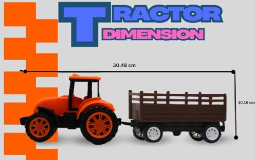 Image of Friction Powered Tractor Trolley Toy for Kids | Farm Tractor Toy with Trailer for Boys & Girls | Push & Go Tractor Vehicle Toy | BIS Certified | NeoKiddo (Orange)