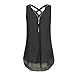 Produktbild OverDose Damen Sommer Ärmellos T-Shirt Hemd Frauen lose Tank Tops Kreuz zurück Saum gelegt Reißverschluss V-Neck Tops(Schwarz,EU-42/CN-L)