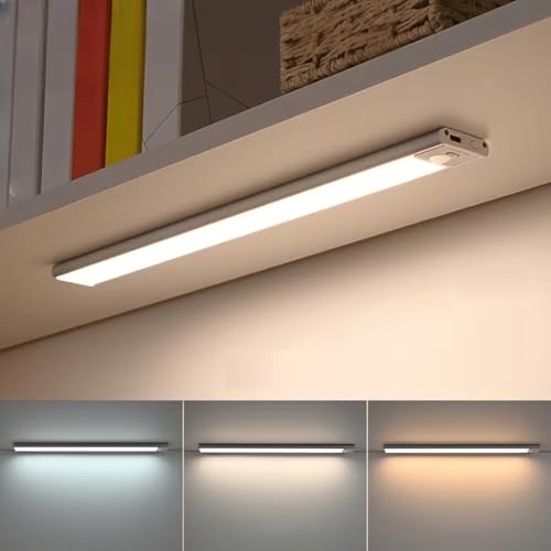 Image of 40cm Wireless Motion Sensor Closet Light, Rechargeable Under Cupboard Light, Motion Sensor Under Cabinet LED, 1200mAh Battery with Stepless Dimming, Stick On Install for Wardrobe, Cabinet