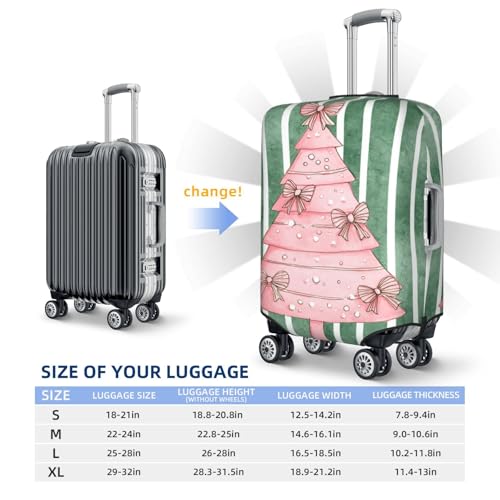 Pink Christmas Tree With Bows Elastic Travel Luggage Covers Dustproof Scratch-Resistant Suitcase Protector Fit 22-24 Inch4