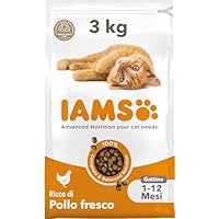 IAMS Cibo secco per gattini con ricco di pollo fresco da 1-12 mesi, 3 kg