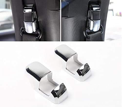 Nicebee Chrome Silver ABS Exterior/Interior Accessories Decoration Trim Cover Compatible with 2015-2020 Ford Raptor F150 LTD (2pcs/Set Seat Safety Belt Button Cover)