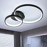 CHYING Modern LED Ceiling Light Black Flush Mount Ceiling Light Fixture Contemporary Ceiling Lighting for Bedroom Kitchen Foyer Study Room, 40W Cool White 6500K