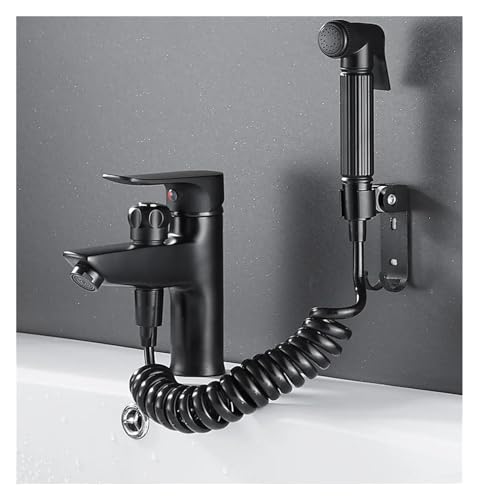 Lavabo de salle de bains en laiton noir mitigeur eau chaude froide - 4