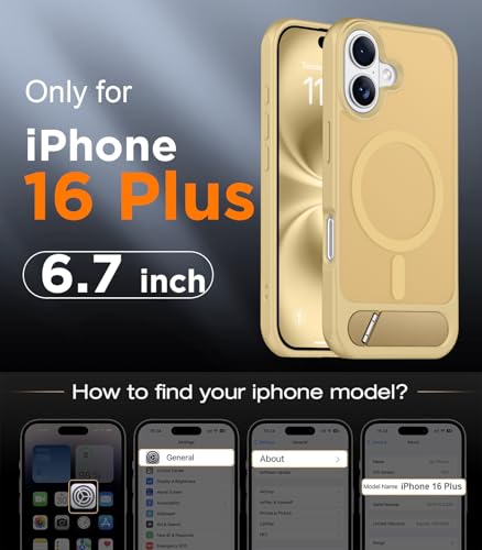 Image of Magnetic Compatible with iPhone 16 Plus Case, [Built-in Invisible Kickstand][Compatible with MagSafe] [Military Grade Shockproof] Slim Translucent Matte Phone Case for iPhone 16 Plus 6.7 inch
