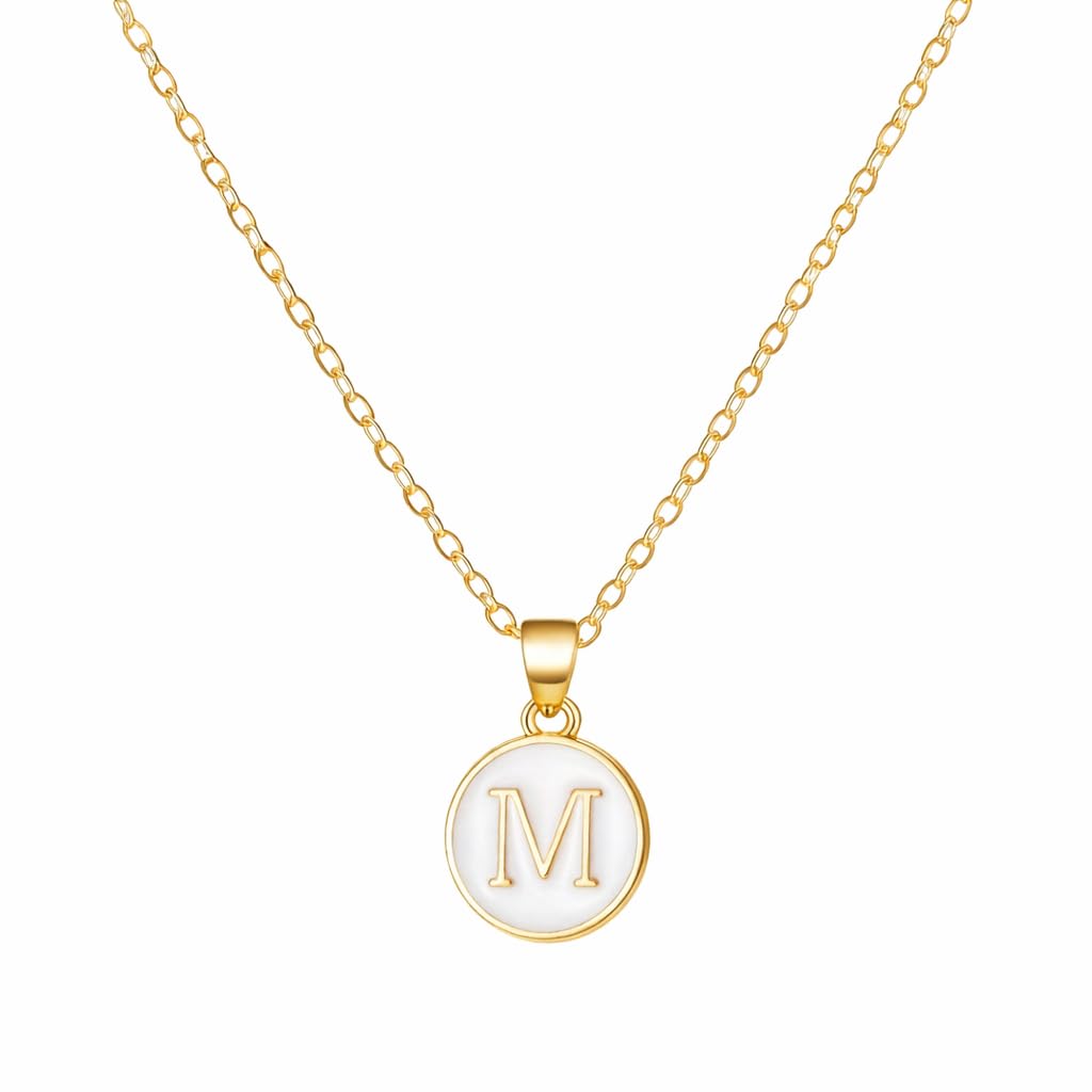 Alphabet Locket with Chain, White Enamel Letter A-Z Pendant Necklace for Girls, Personalized Initial Name Gold Plated Pendant Necklace Gift for Girlfriend, Valentines Day Gifts for Woman-image-5