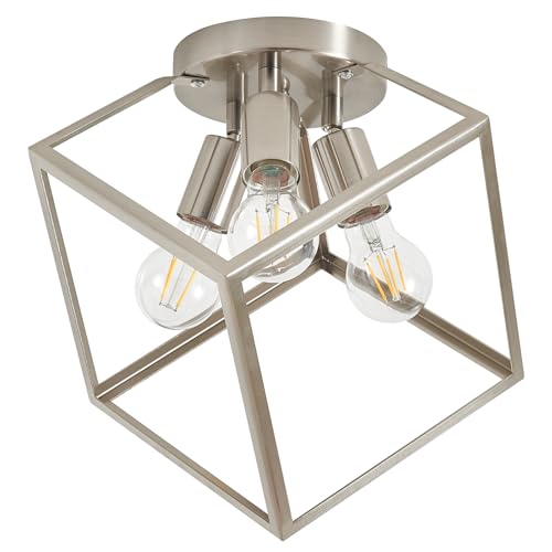 Brushed Nickel Flush Mount Ceiling Light, Multi-Directional Geometric Light Fixtures