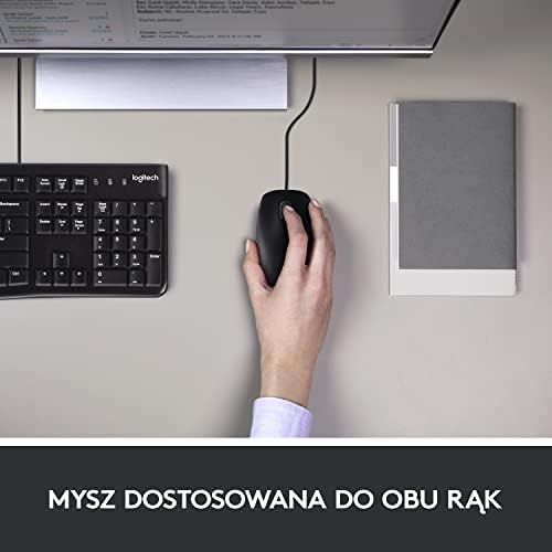 Logitech MK120 Przewodowa Klawiatura i Mysz Combo dla Windows, optyczna mysz przewodowa, pełnowymiarowa klawiatura, USB Plug-and-Play, zgodna z komputerem PC, laptopem, QWERTY układ US Intl - Czarny