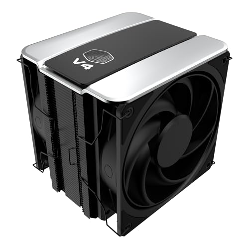 Cooler Master V4 Alpha 3DHP Black CPU Cooler, Alpha 3DHP Heat Pipe Technology, Dual Mobius 120 PWM Fans, Quiet Operation, Easy Install, AMD Ryzen 9 AM5|4, Intel Ultra 9 LGA 1851|1700