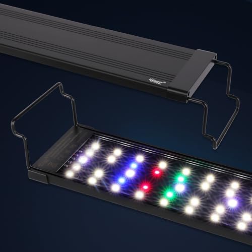 hygger 25W Aquarium Lampe, Aquarium LED Beleuchtung Day-Night Dual Timer Vollspektrum LED, Adjustable Timer Brightness 9 Colors Fish Tank Light für 60-75cm Süßwasser Tanks
