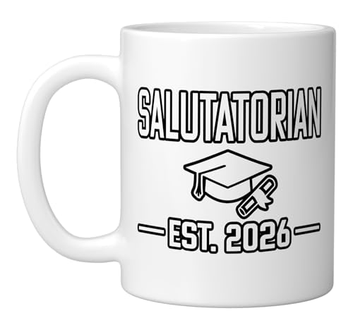 Taza de cerámica blanca para graduación miniatura 1