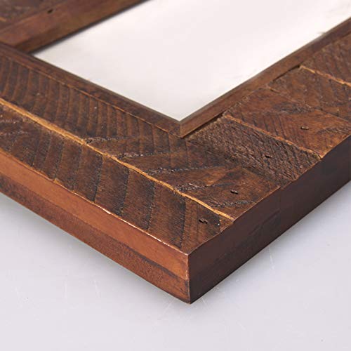 Eosglac Collage Picture Frame 4x6 3 Openings, Wood Plank Design with Rustic Brown Finish, Wall Mounting Display, Handmade Wooden Photo Frame