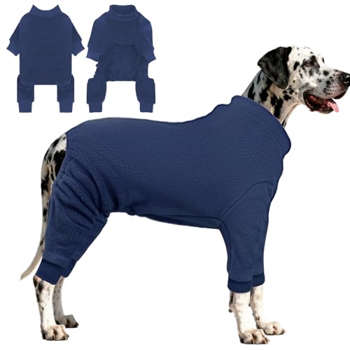 IECOii Chaqueta para perro 4XL, pijama para perros para razas grandes, mameluco de forro polar para perros con mangas largas, pijamas cálidos y elásticos para niños y niñas, abrigo para clima frío