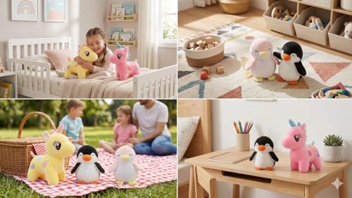 Image of Hug n Feel Fluffy Teddy Bear Stuffed Toy, Squishy Plush Body Pillow for Kids Room Decor and Snuggling, Washable,