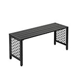 Bonnlo Gartenbank Metall Retro-Stil, wetterfeste Sitzbank für 2 Sitzer, Essbank ohne Rückenlehne, Gartenmöbel bis 200kg belastbar, Bänke für Garten Balkon Hof, 102cm (Schwarz)