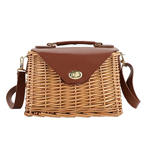 Bolso tejido de mimbre YAHUAN para mujer miniatura 1