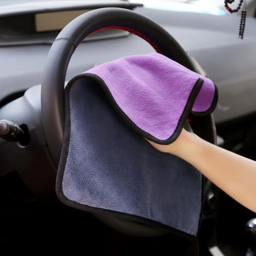 Image of Cotton Bolls Microfiber Cloth for Car Cleaning (4 Pcs) - Ultra Soft, Thick Plush, Double Sided Microfiber Towel for Car Cleaning, Washing, Detailing, 400 GSM, 40 x 40 cm, Multicolour