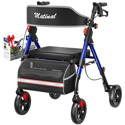 Image of Walkers for Seniors with seat, Rollator Walker with Seat, Blue