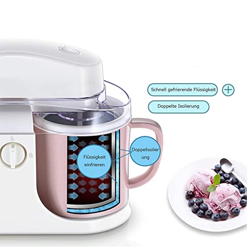 Huachaoxiang Softeismaschine Für Zuhause, 1L Automatischer Doppelzylinder Mini Frozen Yogurt Maschine DIY Eismaschine,A – Bild 6