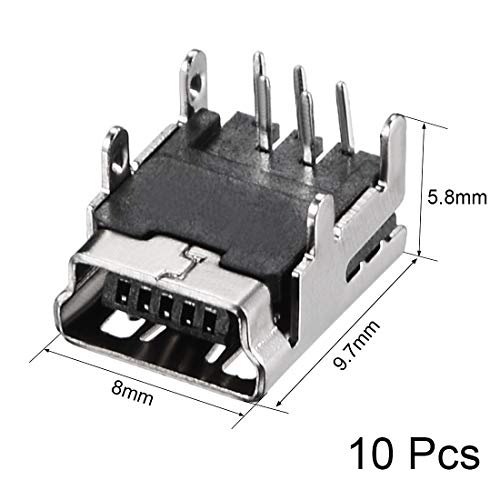 uxcell Mini USB PCB Connector 5P Hembra 10 Piezas miniatura 2