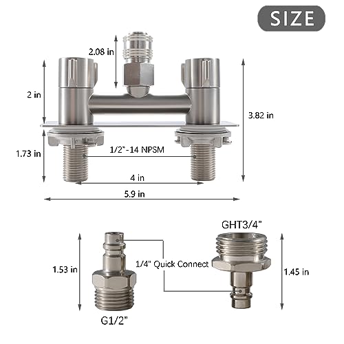 Image of All Metal RV Exterior Quick Connect Faucet,4 inchRV Shower Faucet Replacement,RV Outside Shower Valve Kit,Camper Shower Faucet Valve with Quick Connect(Brushed Nickel)