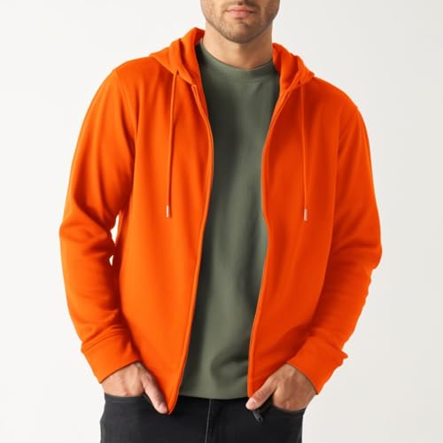 Mens Zip Up Hoodie Long Sleeve Fleece Full-zip Hooded Sweatshirt Pullover With Kangaroo Pocket S-3XL2