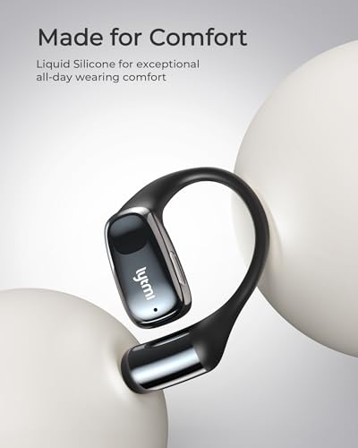 Image of Lytmi CozyFit Open Ear Headphones, 0.23oz Ultra-Light Comfortable Wireless Earbuds, 0.6mm Thinnest Earhooks, Bluetooth 5.4, Clear Audio, 30 HRS Playtime, IPX5 Waterproof Earphones with Mic (Black)