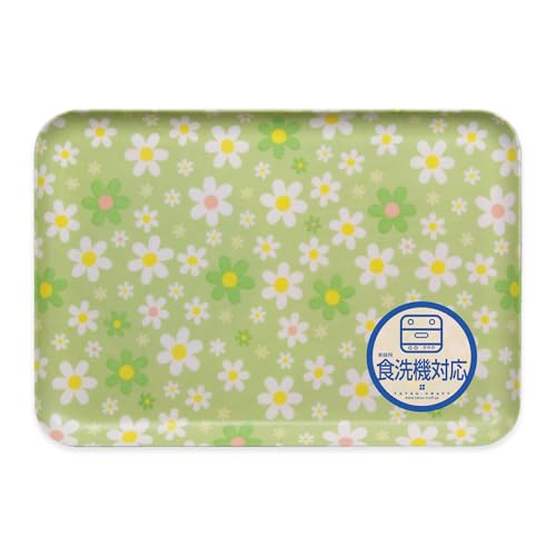 TATSU-CRAFT(タツクラフト) ST トレー M 33cm マーチ GR グリーン 食洗機対応 日本製 トレイ お盆 プラスチック おしゃれ 長方形 かわいい 食事 食卓用 コーヒー キッチン ランチョンマット 洗える 小学生 子供