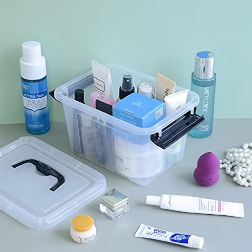 Ordate 3.5 L Small Clear Storage Latch Boxes, Latch Bins with Handles, Set of 6