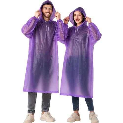 Image of Allextreme EVA Raincoat 110 GSM with Adjustable Hood Full Sleeves Universal Size Long Length Lightweight waterproof Outdoor Rainwear for Bike Riders Men & Women (Pack of 1, Purple)