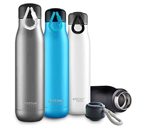 Boston Tech SP1 - Bouteille d'eau en Acier Inoxydable, Isolation sous Vide à Double paroi (Gris Foncé, 500 ML.)