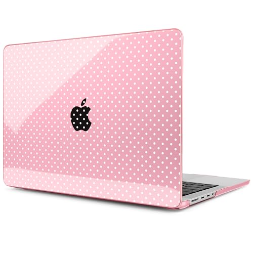 Image of MEEgoodo Case for MacBook Pro 16 inch 2026 2024 2023 2021,Laptop Shell Compatible with M5 M4 M3 M2 M1 Pro /Max Chip, Fit Model A3429 /A3428 /A3403 /A3186 /A2991 /A2780 /A2485, Cherry Blossom Pink&Polka Dots