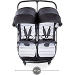 Hauck Rapid 3R Duo Geschwisterwagen bis 36 kg (Kinder 2x15 kg, Korb 2x3 kg) mit Liegefunktion ab Geburt, Kompakt faltbar, Große Räder, inkl. Adapter für zwei Hauck Autositze - schwarz grau