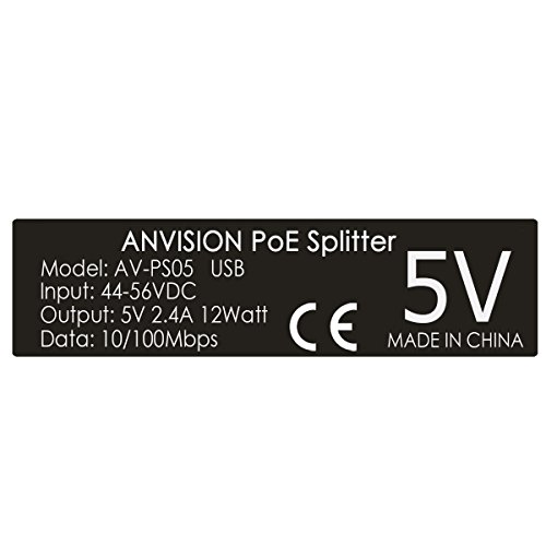 Image of ANVISION 2-Pack Active 5V 2.4A PoE Splitter Adapter IEEE 802.3af Compliant Micro USB 48V to 5V /2.4A for Tablets, Dropcam or Raspberry Pi, IPC, IP Camera and More