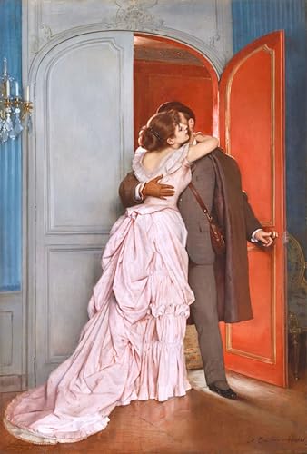 Lienzo de pintura vintage El beso de Auguste Toulmouche para pared