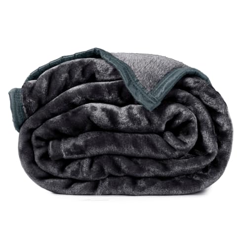 Image of ABRAZO Reversible Mink Blanket for Winter & AC | Double Bed 220x240 cm Soft & Warm Blanket /Dohar /Quilt /Comforter | All Season Use | (Charcoal Grey)