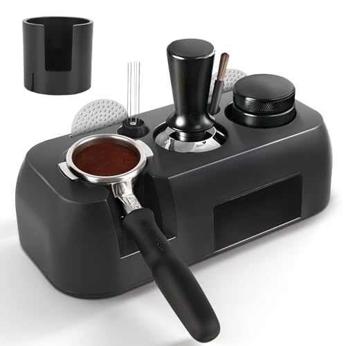 Tamper Station Universal para Barista 51-58mm,Universal Kit Cafe Barista Prensador de Cafe Station,Soporte de Apisonamiento de Espresso, Ajustable Tamping Soporte para Guardar el Tamper de Espresso
