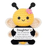 Gleevera Gifts for Daughter from Mom Dad, Mothers Day Birthday Gifts for Daughter Ideas - Cute Handmade Crochet Bee - Birthday Graduation for Girls, Emotional Support Animal Present