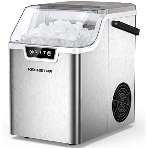 KEENSTAR Nugget Countertop Ice Maker with Soft Chewable Ice, 40Lbs/24H, Pebble Sonic Ice Machine with Basket and Scoop, Ready in 5 Mins, Auto Self-Cleaning, for Home, Kitchen, Office, Party, Camping Cover