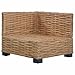 Homgoday Braunes Rattan Ecksofa mit Cremeweiß Kissen | Naturrattan & Holzrahmen | Innenbereich | 67x67x59 cm Terrassensofas, Gartenmöbel Model286279