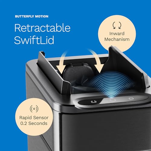 Image of hOmeLabs 2.4 Gallon Touchless Sensor Trash Can, Automatic Retractable Butterfly Lid, Batteries Included, Space-Efficient, Easy Clean, Battery-Powered (Pack of 2)