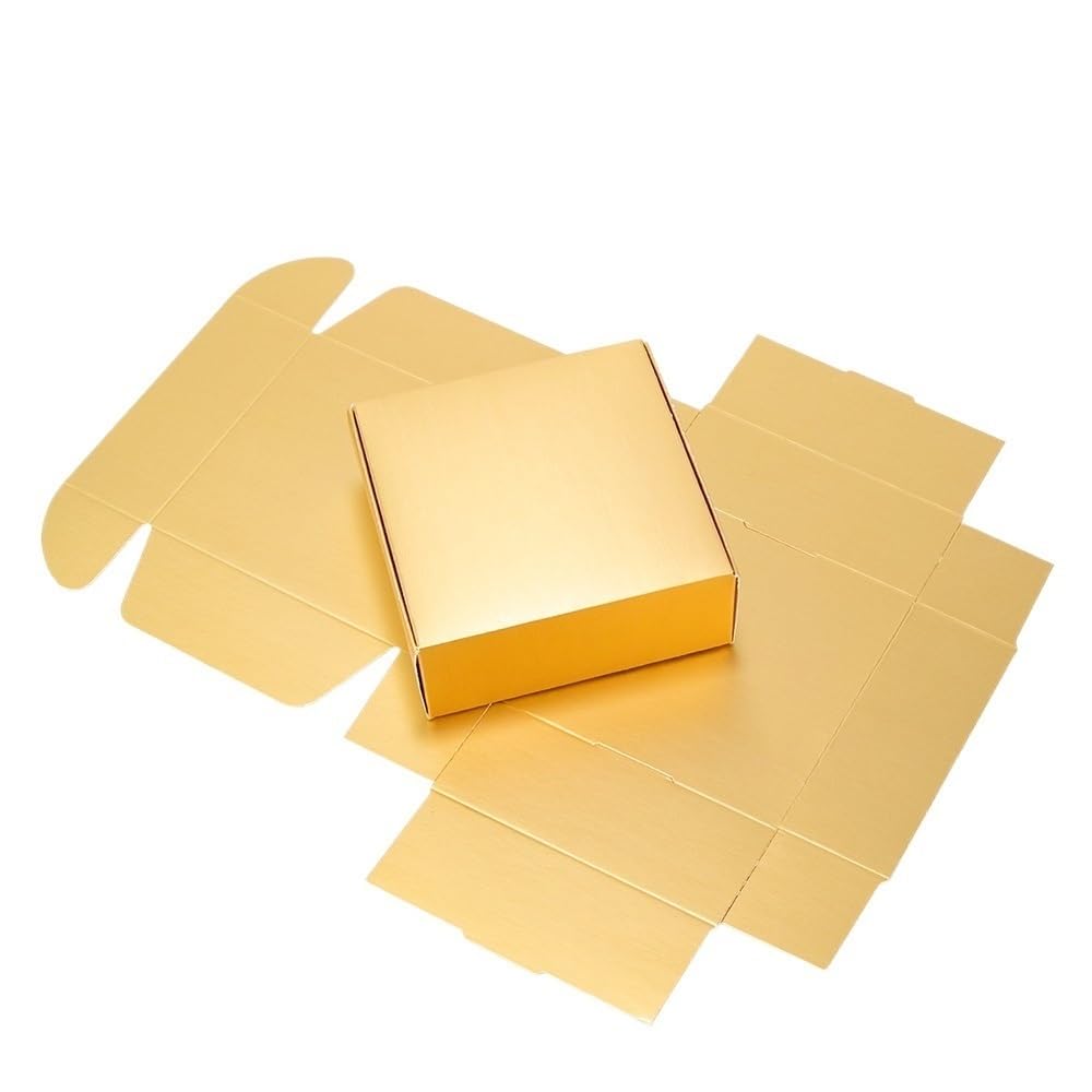 Kraft Geschenkboxen 20 Stück/Kraftkarton Schwarz Weiß Verpackungskarton Festival Party Geschenkbox Seifenkarton (Color : Gold, Size : 20PCS_10X10X3CM)