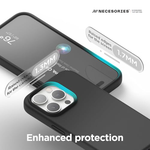 Image of Liquid Silicone Case Compatible with iPhone 15 Pro Case, Full Body Protective Cover, Shockproof, Slim Phone Case, Anti-Scratch Soft Microfiber Lining, 6.1 inch (Black)