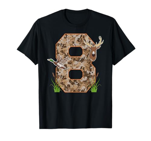 8th Hunting Birthday 8 Year Old Hunter Birthday Party T-Shirt