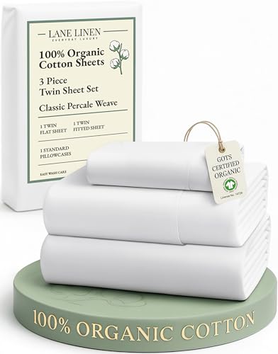 LANE LINEN 100% Organic Cotton Twin Sheets Set, 3Pc Twin