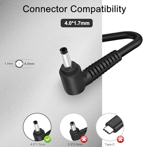 Image of 45W 20V 2.25A 4.0mm x 1.7mm Laptop Charger for Lenovo IdeaPad 3 5 100 110S 120S 310 310S 320 320S 330 330S 510 520 710 330S-15IKB 330S-14IKB 320-14IKB 320-15IKB S340 S130 S145 C340 (LE 45W 1.7)