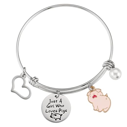 Pig Lover Gifts For Women Bracelet Adults Just A Girl Who Loves Pigs Items Accessories Pig Bracelet