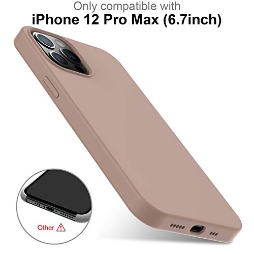 Deenakin Iphone 12 Pro Max Case With Screen Protector,Soft Flexible Silicone Gel Rubber Bumper Cover,Slim Fit Shockproof Protective Phone Case For Iphone 12 Pro Max 6.7" Light Brown #TOP4