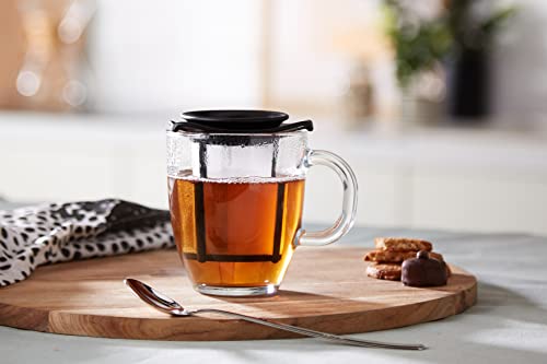 Bodum K11239-01 YO-YO glazen mok met theezeef (0,35 L/12 oz) - zwart
